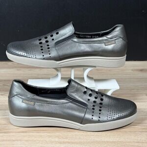 Mephisto Doroty Runoff Shoes Womens Size 7 Silver Gray Leather Slip On Comfort